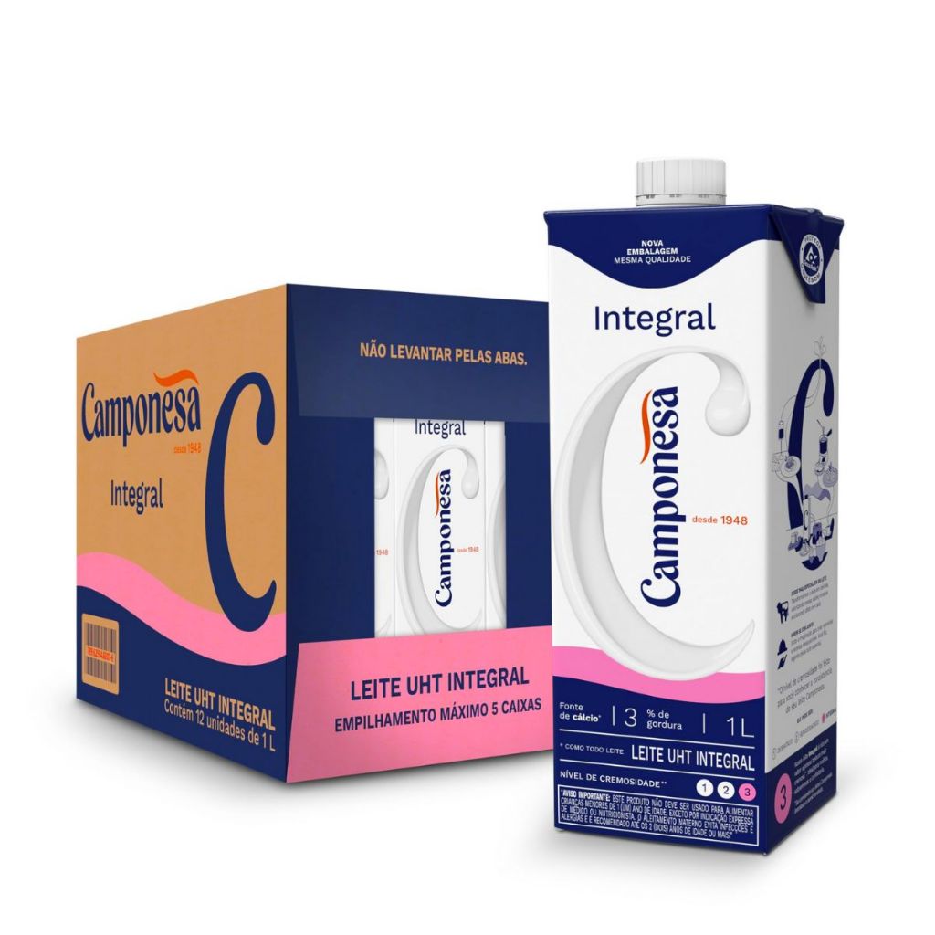 Caixa de Leite Camponesa 1L 12unidade