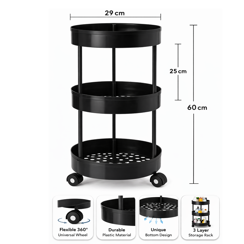 3-Tier Rolling Storage Cart