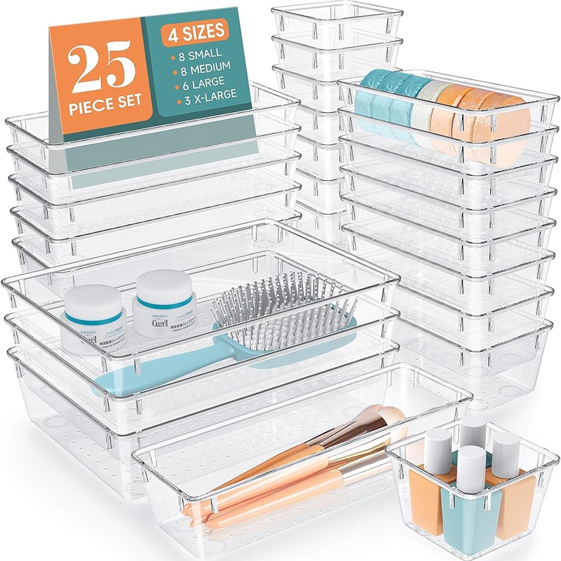Plastic Drawer Organizer 25-Piece Set