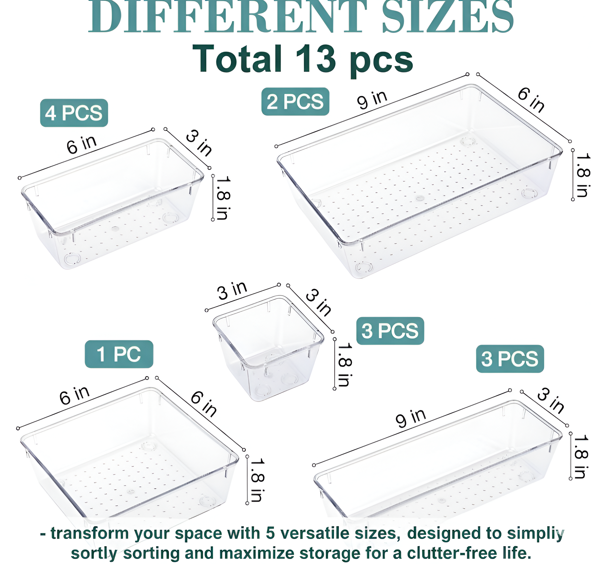 13-Piece Clear Organizer Bin Set