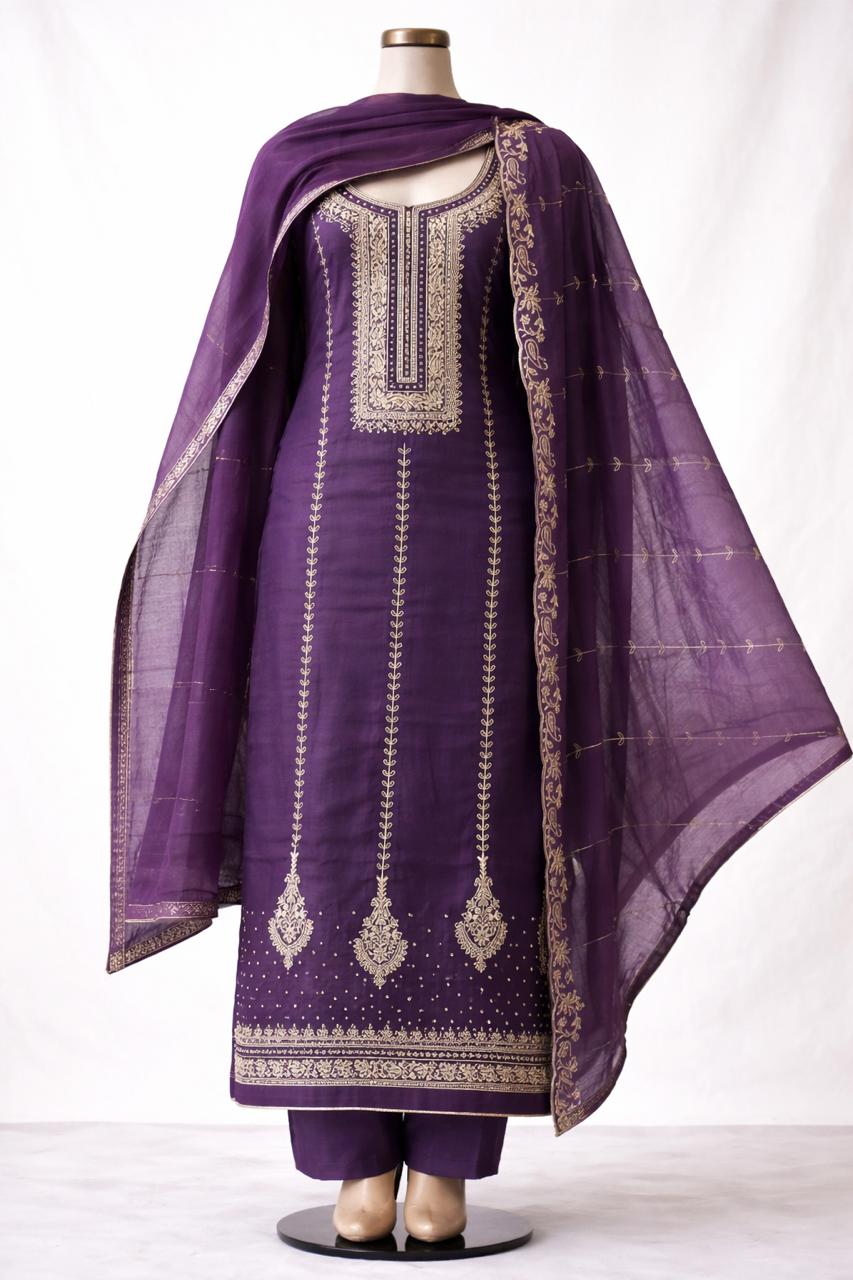 Embroidered Purple Salwar Suit