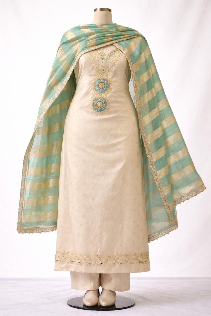 Elegant Cream Salwar Kameez Set