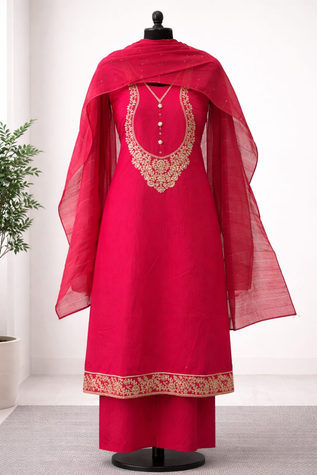 Embroidered Pink Anarkali Suit