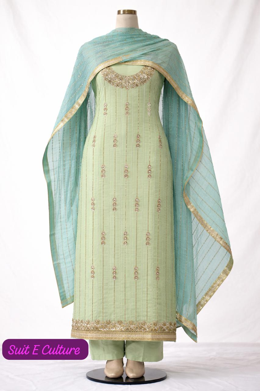 Embroidered Sea Green Salwar Suit Set