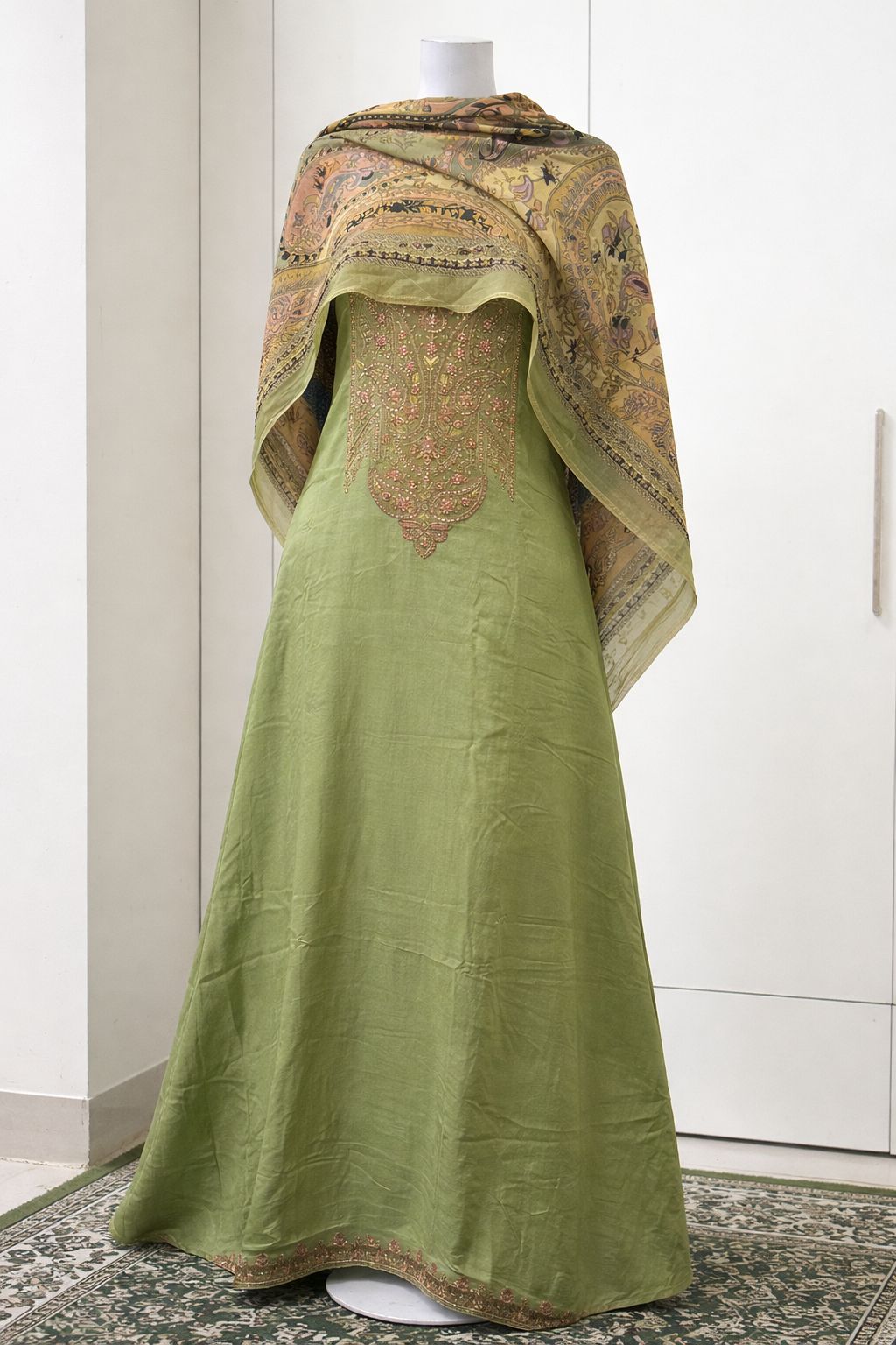 Elegant Olive Green Anarkali Suit