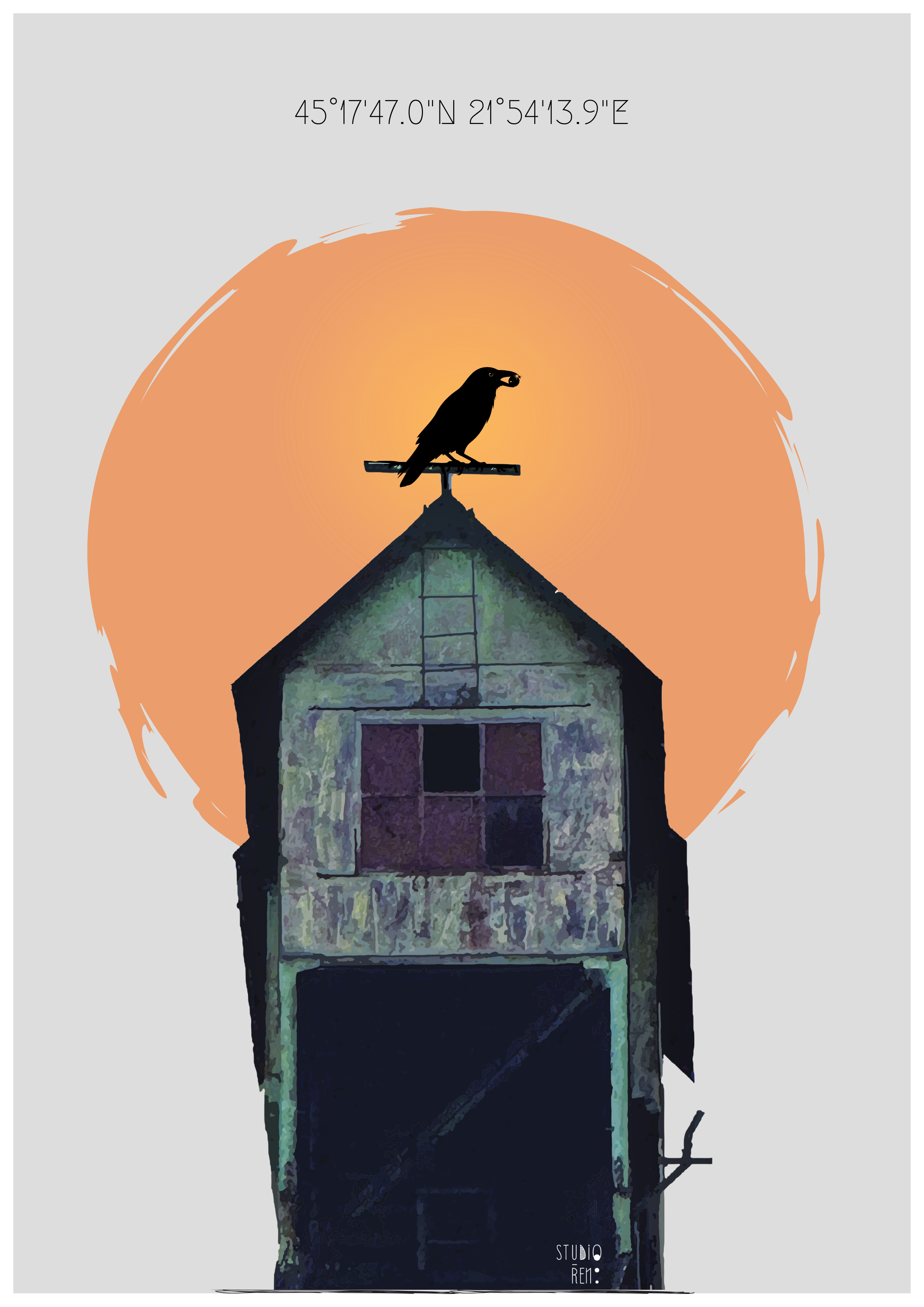 Sunset Raven on "Sky Barn" Art Print