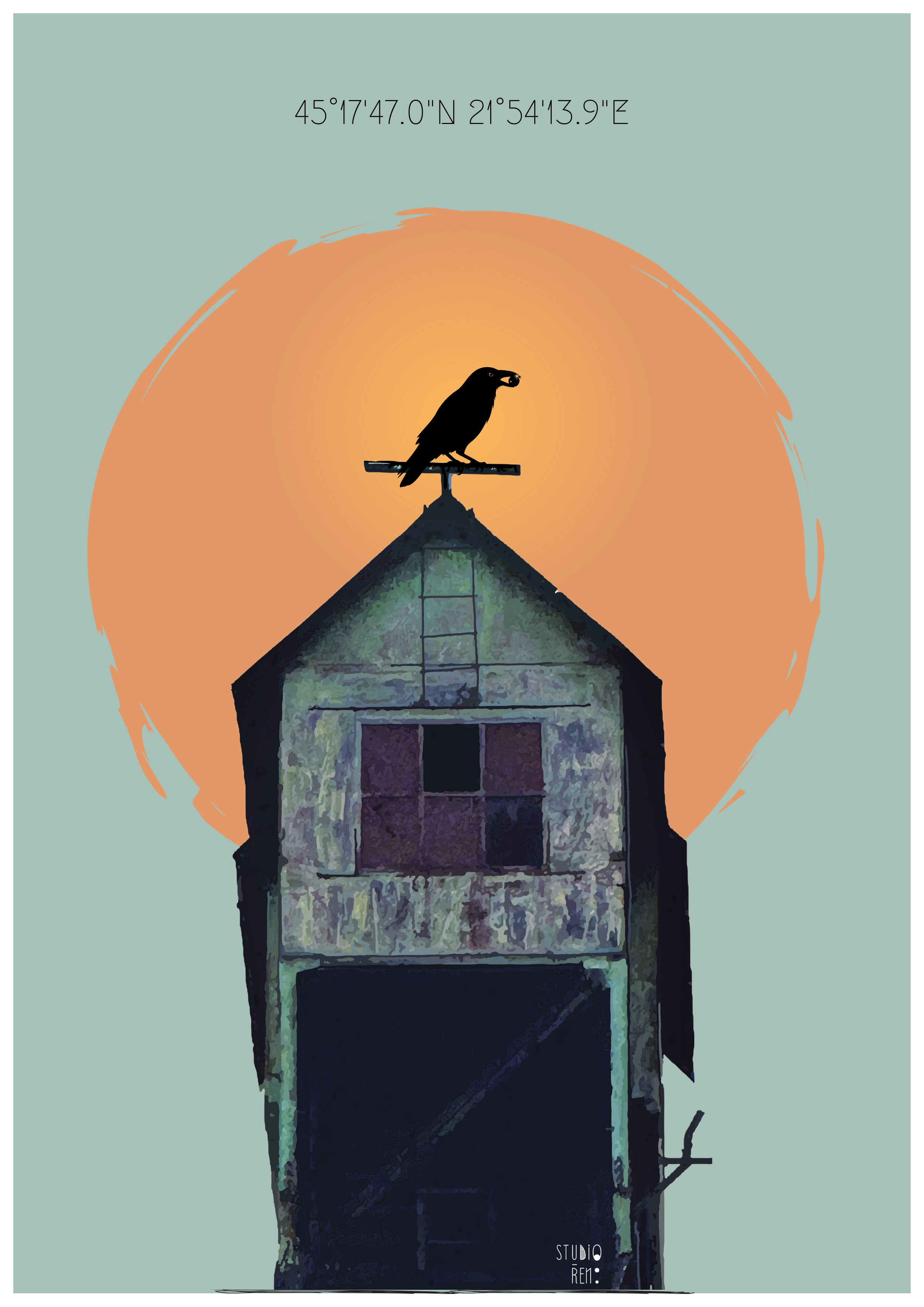 Sunset Raven on "Sky Barn" Art Print