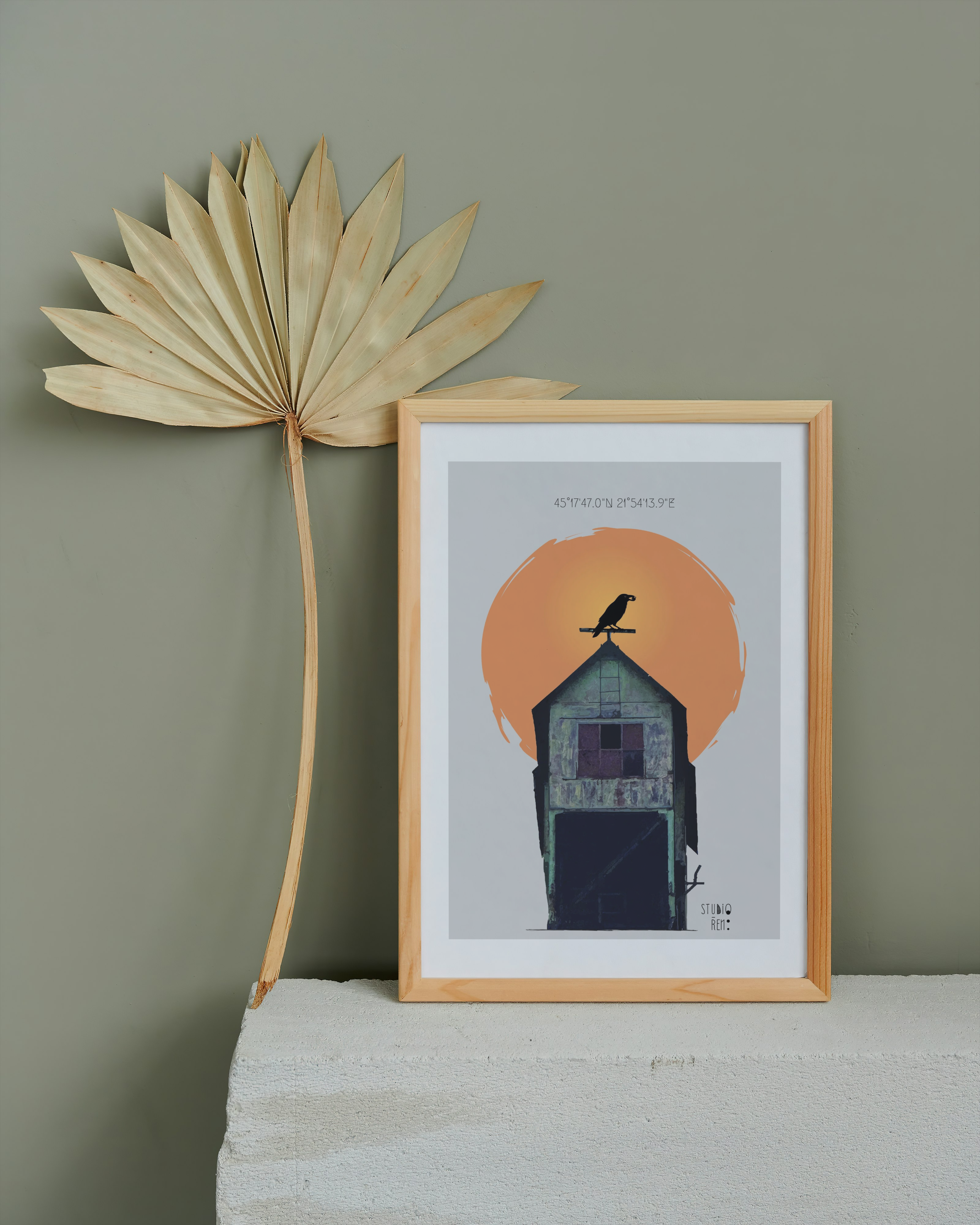 Sunset Raven on "Sky Barn" Art Print