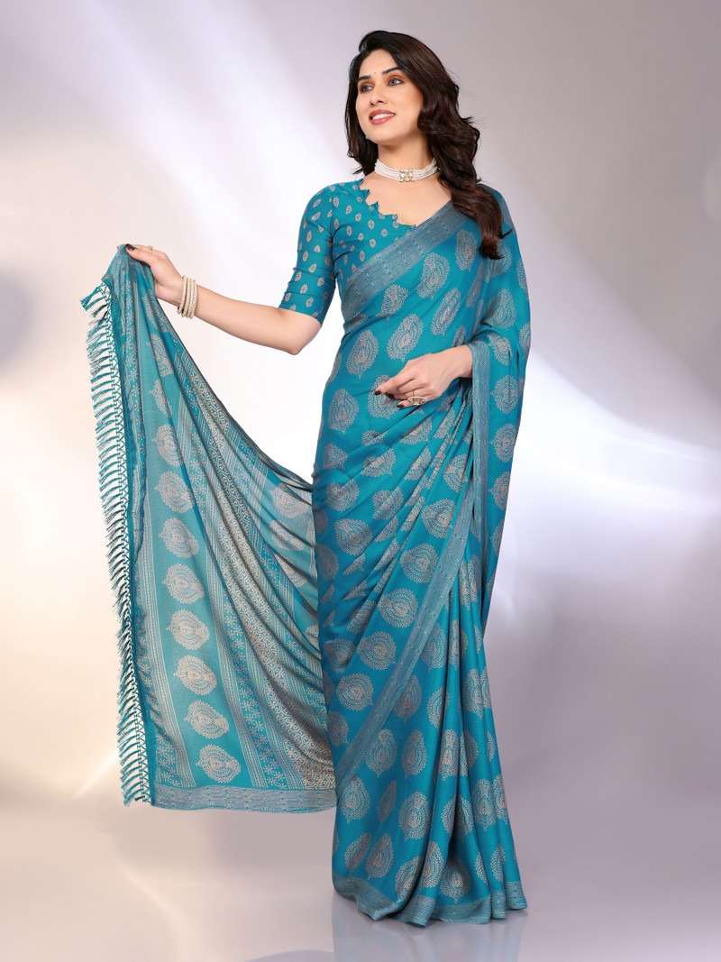 Blue Printed Saree