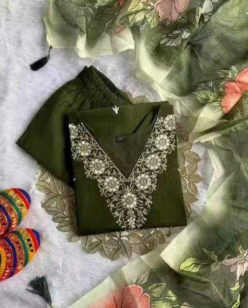 Embroidered Green Salwar Suit Set