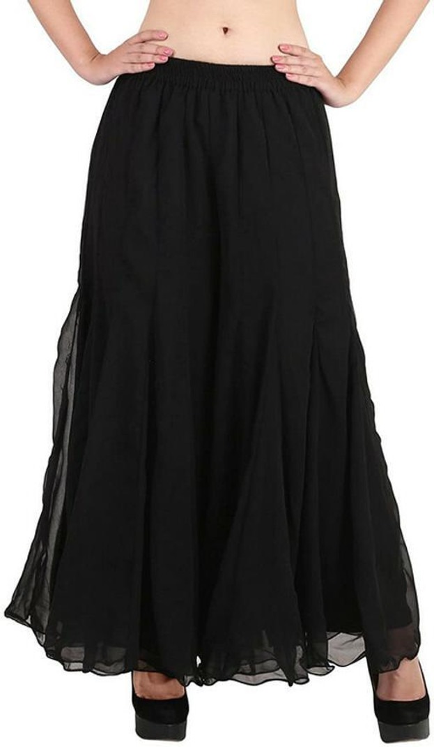 Black Flared Maxi Skirt