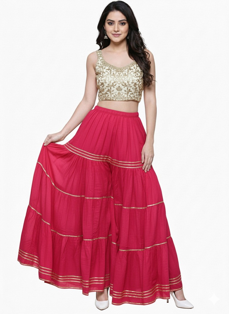 Designer Crop Top with Palazzo Set