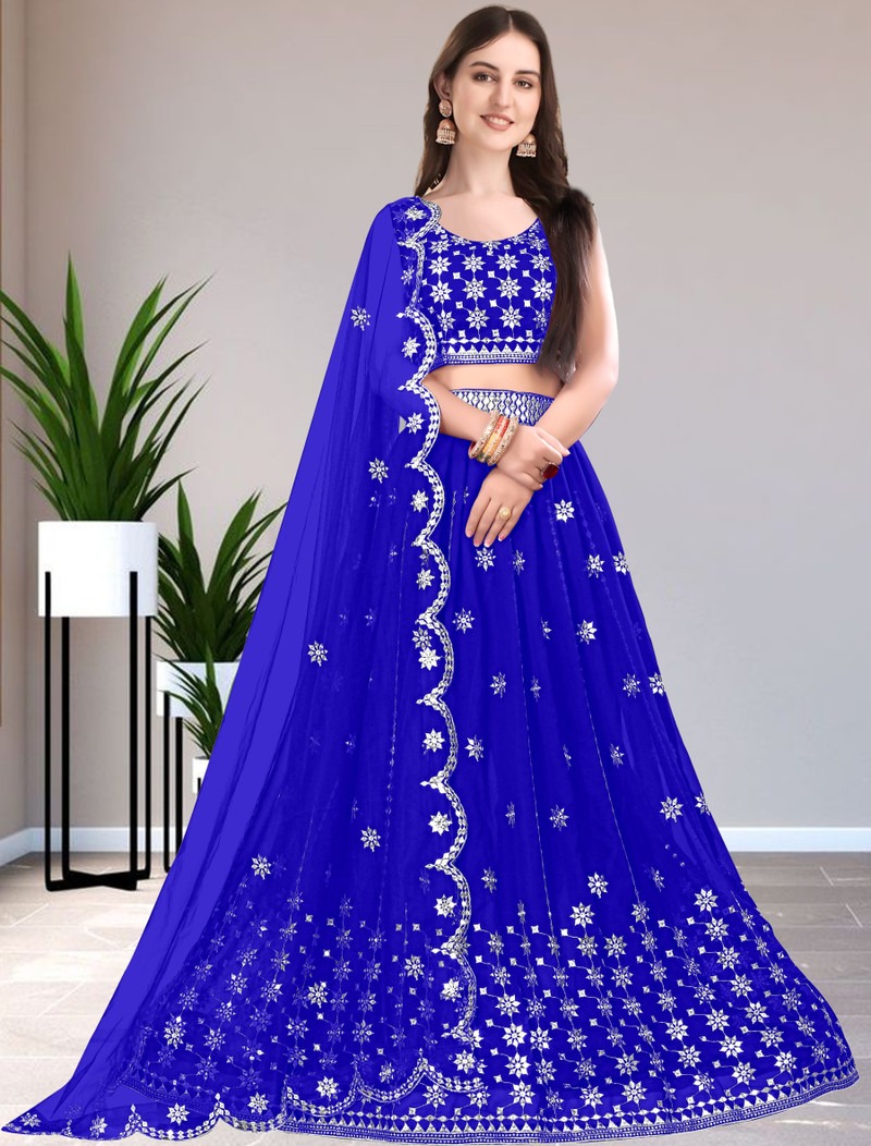Royal Blue Embroidered Lehenga