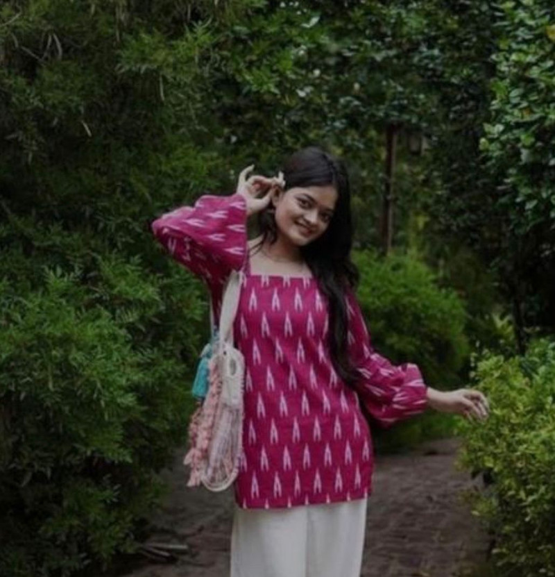 Magenta Ikat Cotton Kurta