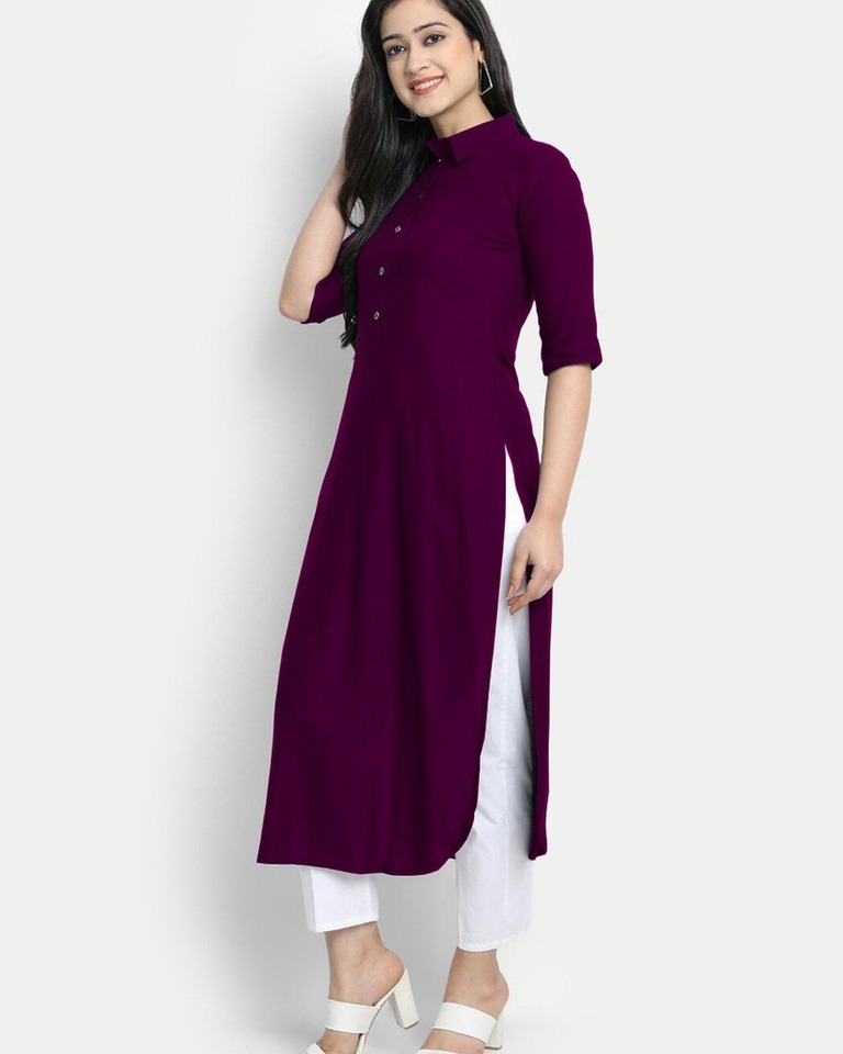 Maroon Straight Long Kurti