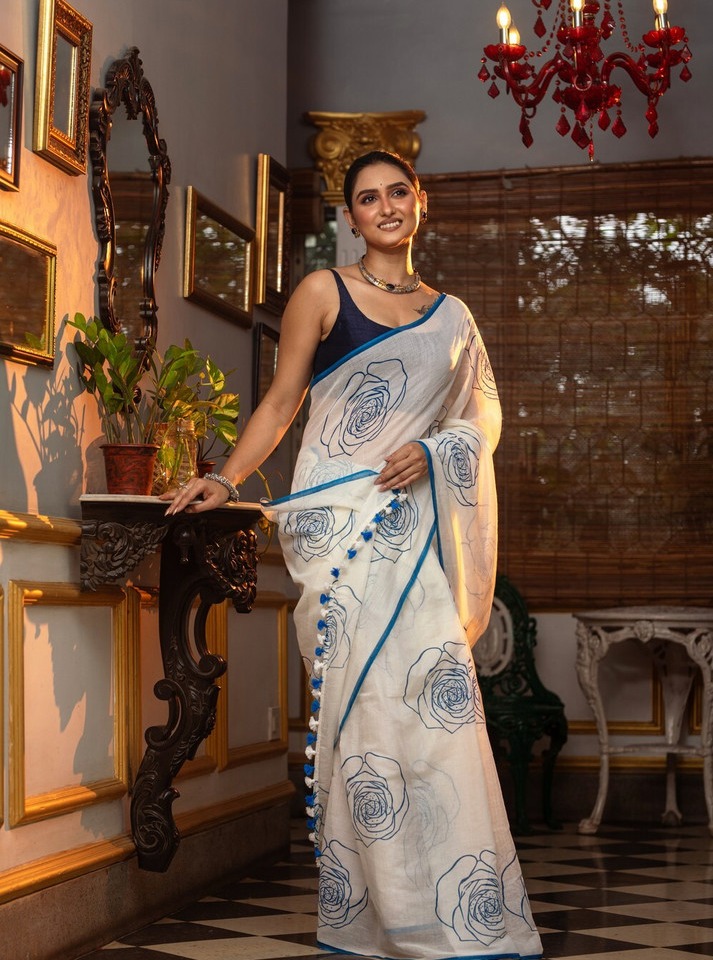 Floral Printed Cotton Saree