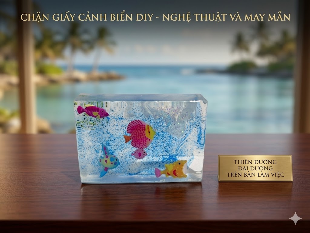 Chặn giấy (cảnh biển, 8x5x2 cm)