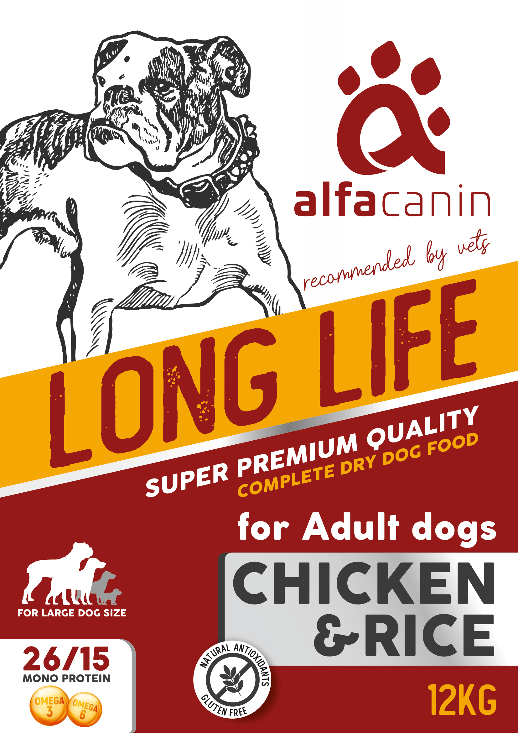 AlfaCanin Long Life  Hrană pentru câini Pui & Orez | AlfaCanin Long Life Csirke & Rizs kutyatáp