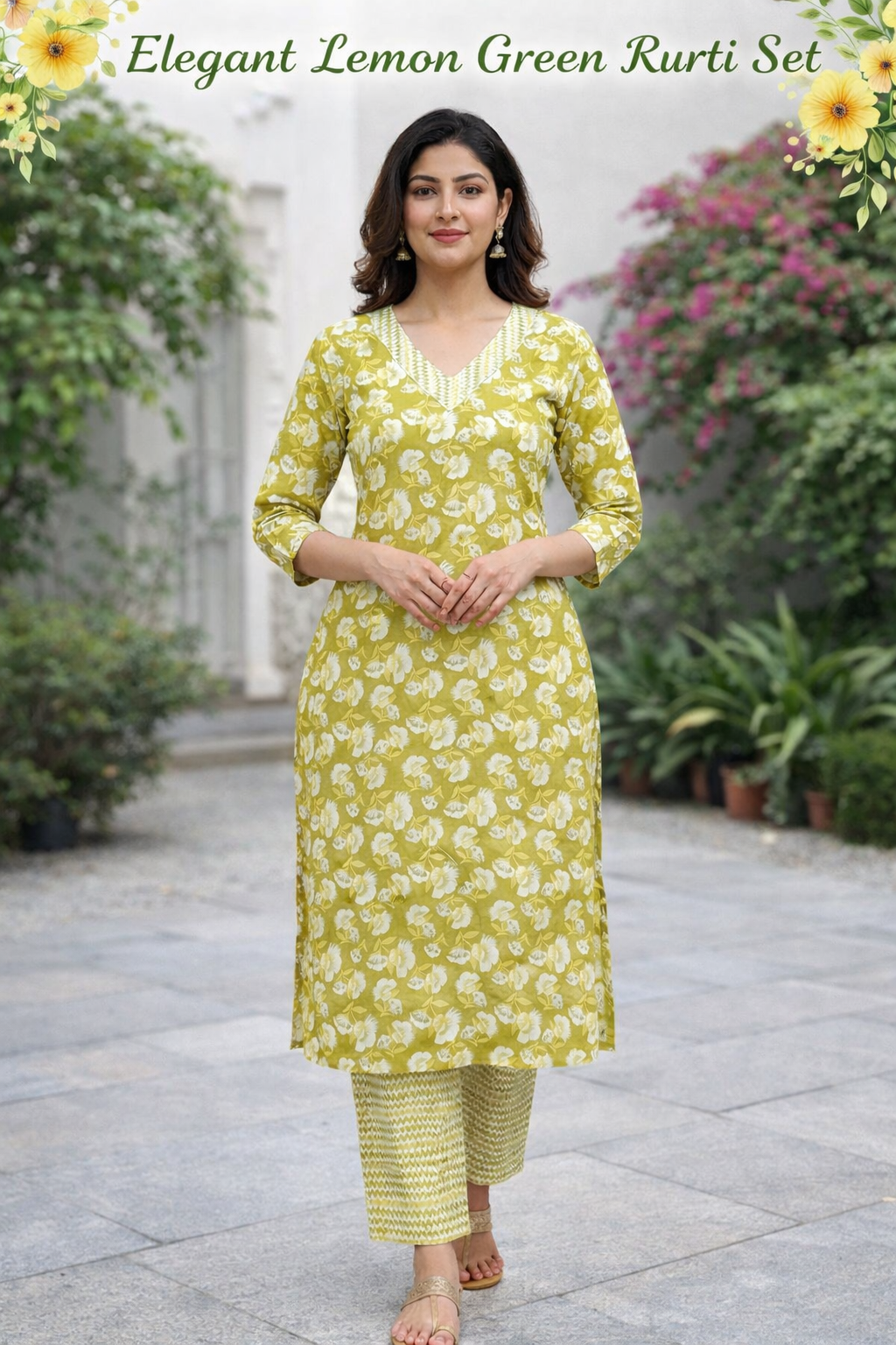 Lemon Green Kurti Set