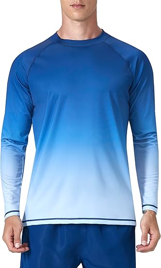 KPSUN Mens Swim Shirts UPF 50+ Rash Guard Long Sleeve Sun UV Protection Beach Shirts Quick Dry Fishing T-Shirt