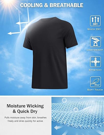 COOFANDY Mens Swim Shirt UPF 50+ Sun Protection Rash Guard Short Sleeve Athletic Quick Dry Beach Fishing T Shirts