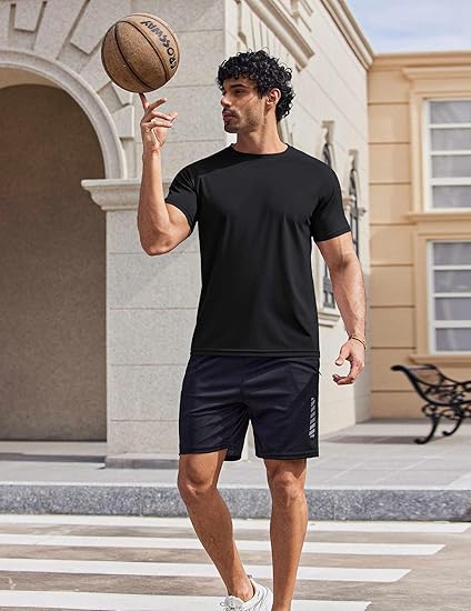 COOFANDY Mens Swim Shirt UPF 50+ Sun Protection Rash Guard Short Sleeve Athletic Quick Dry Beach Fishing T Shirts