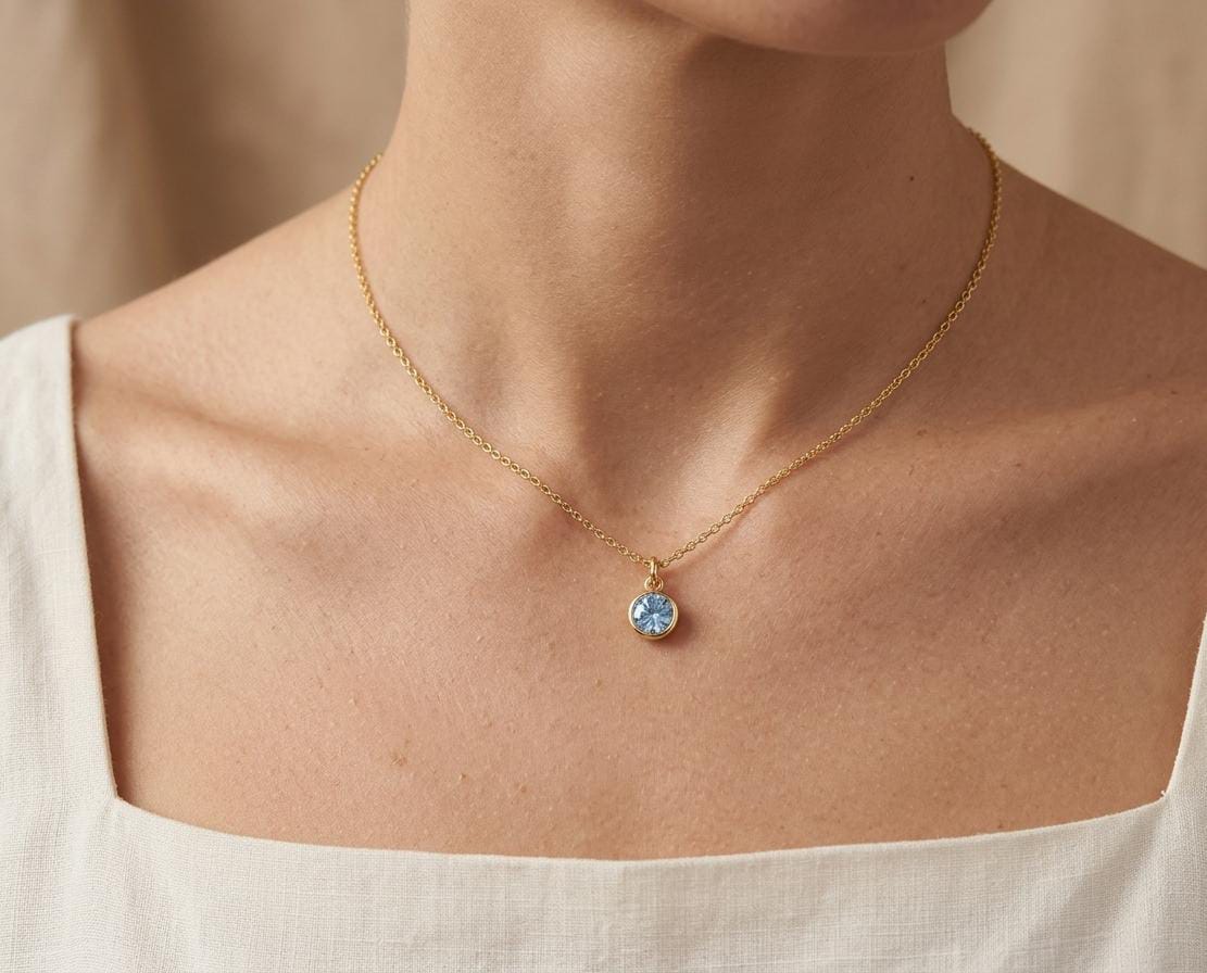 Celeste Blue Solitaire Necklace