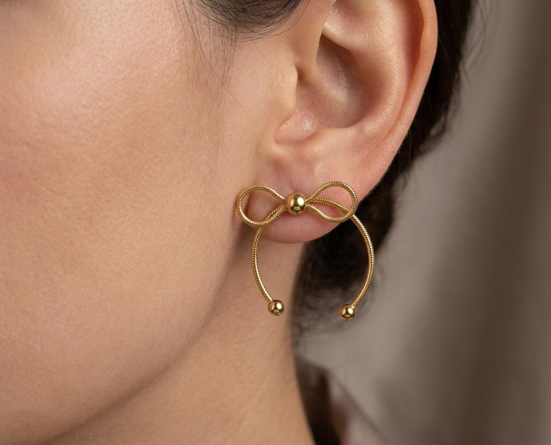 The Gilded Bow Hoop Studs