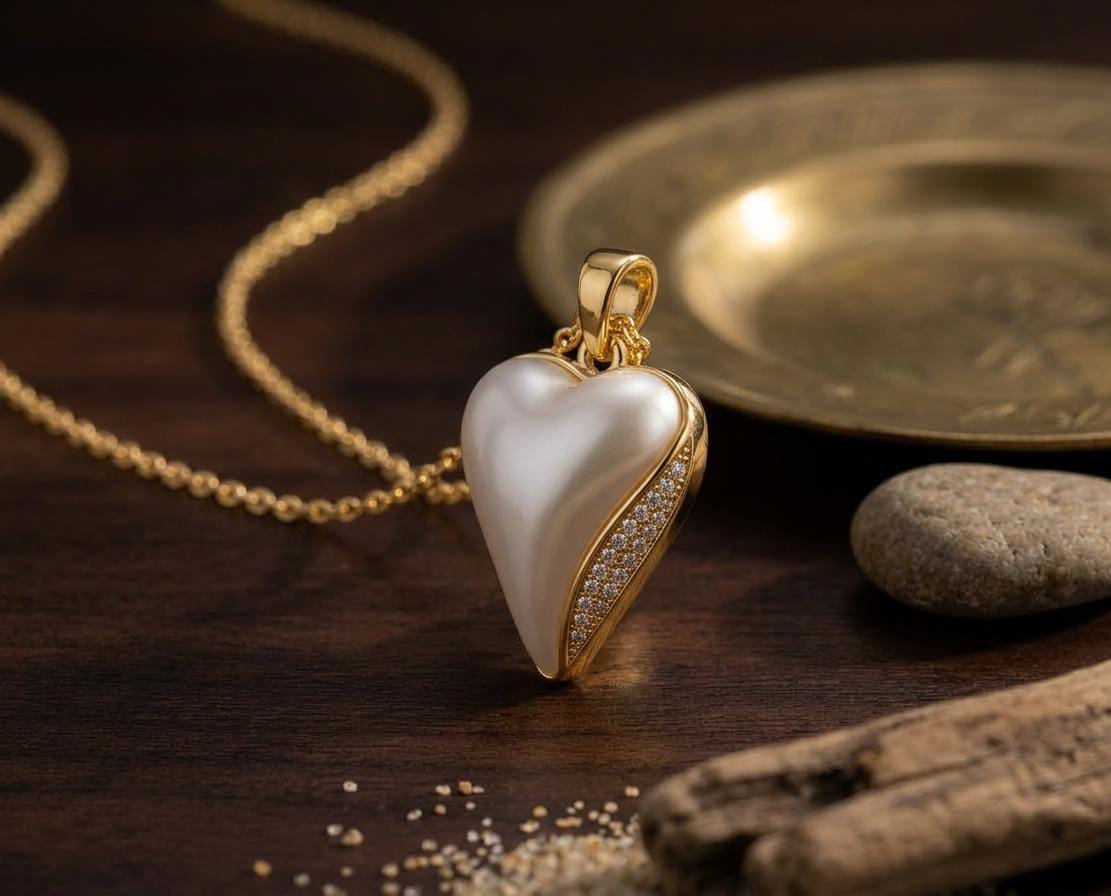 The Celestial Pearl Heart Pendant