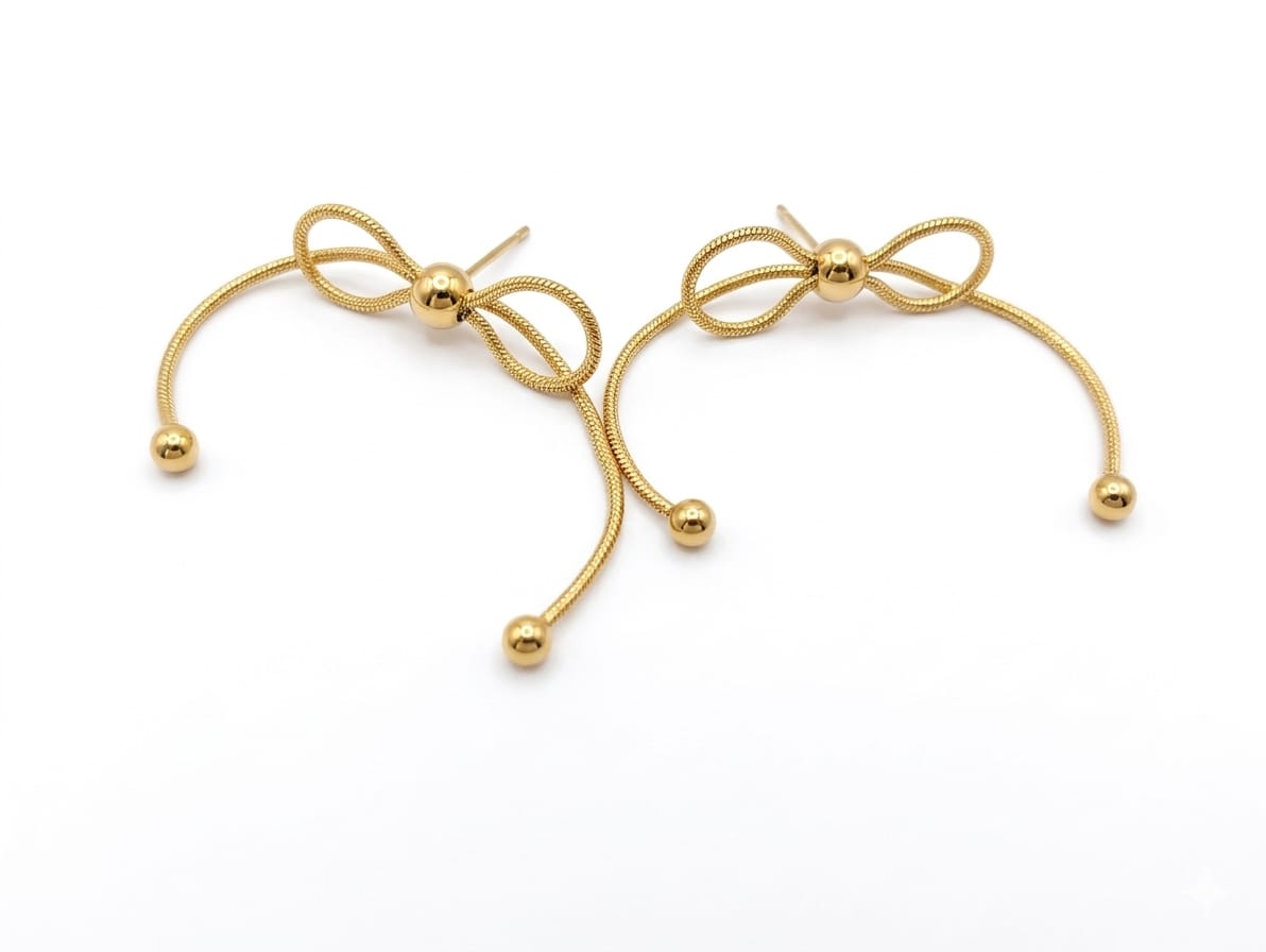 The Gilded Bow Hoop Studs