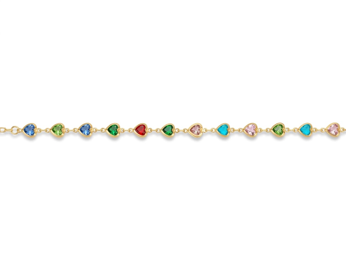The Amara Multicolor Heart Link Bracelet