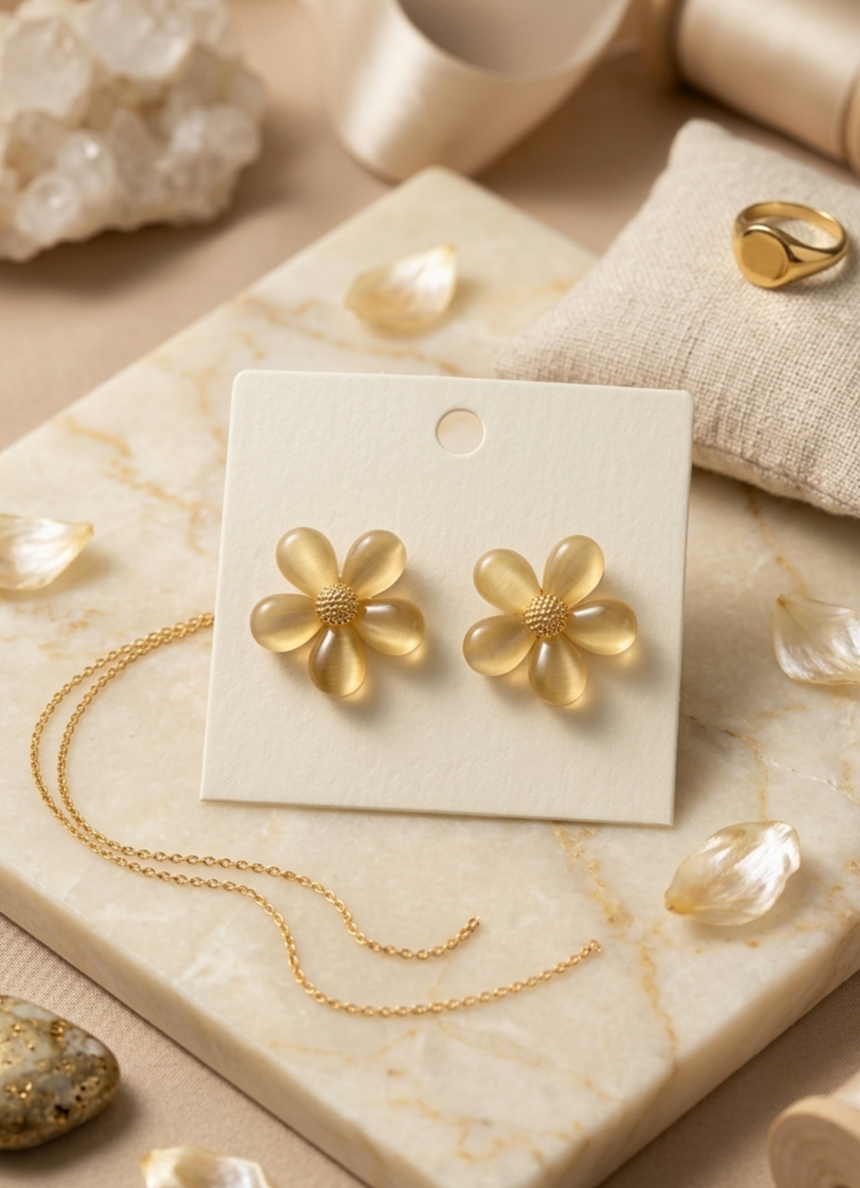 Amber Glow Resin Bloom Earrings