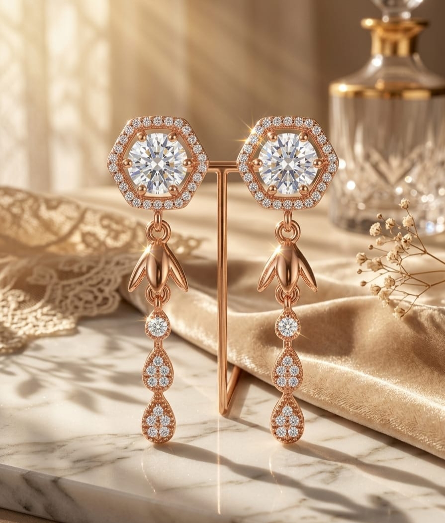 Rose Radiance Drop Earrings 
