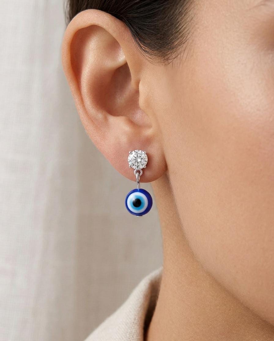 The Solitaire Nazar Drop Earrings