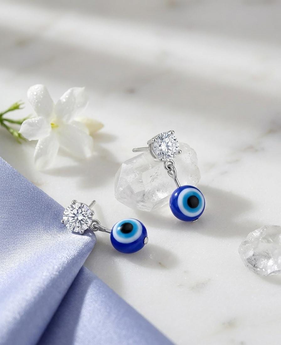 The Solitaire Nazar Drop Earrings