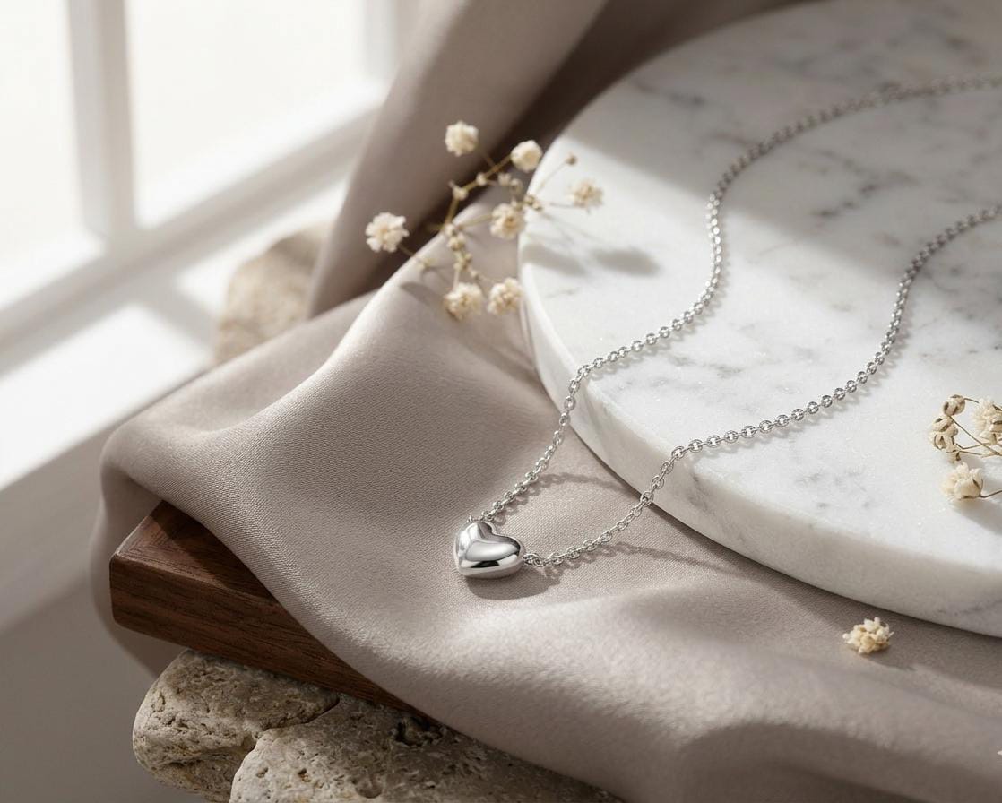 The Luna Polished Heart Necklace