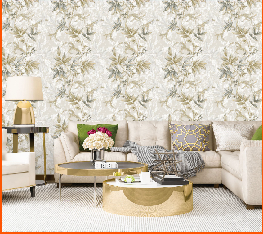 Floral Leaf Pattern Wallpaper