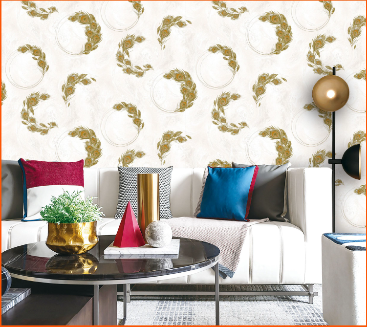 Golden Leaf Pattern Wallpaper