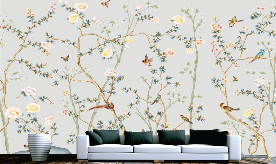 Floral Bird Designer Wallpaper