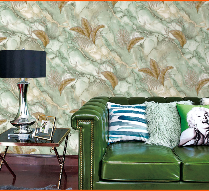 Marble Leaf Pattern Wallpaper