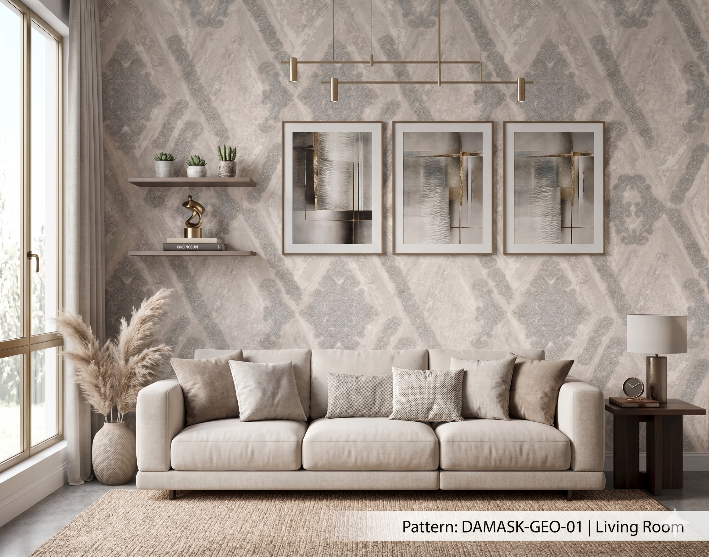 The Heritage Fusion Series - Geometric Damask Wallcovering