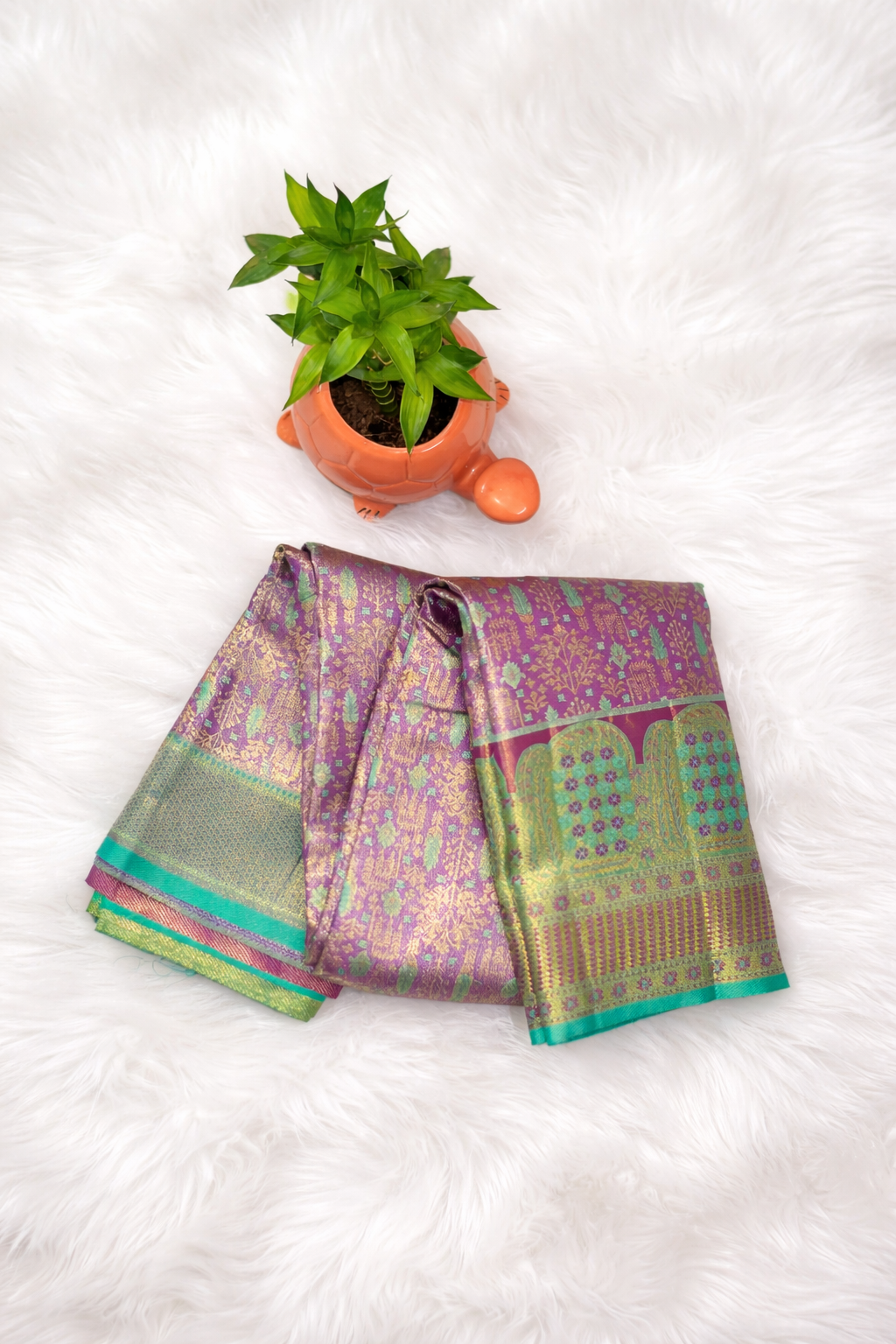 Traditional violet pattu  Saree