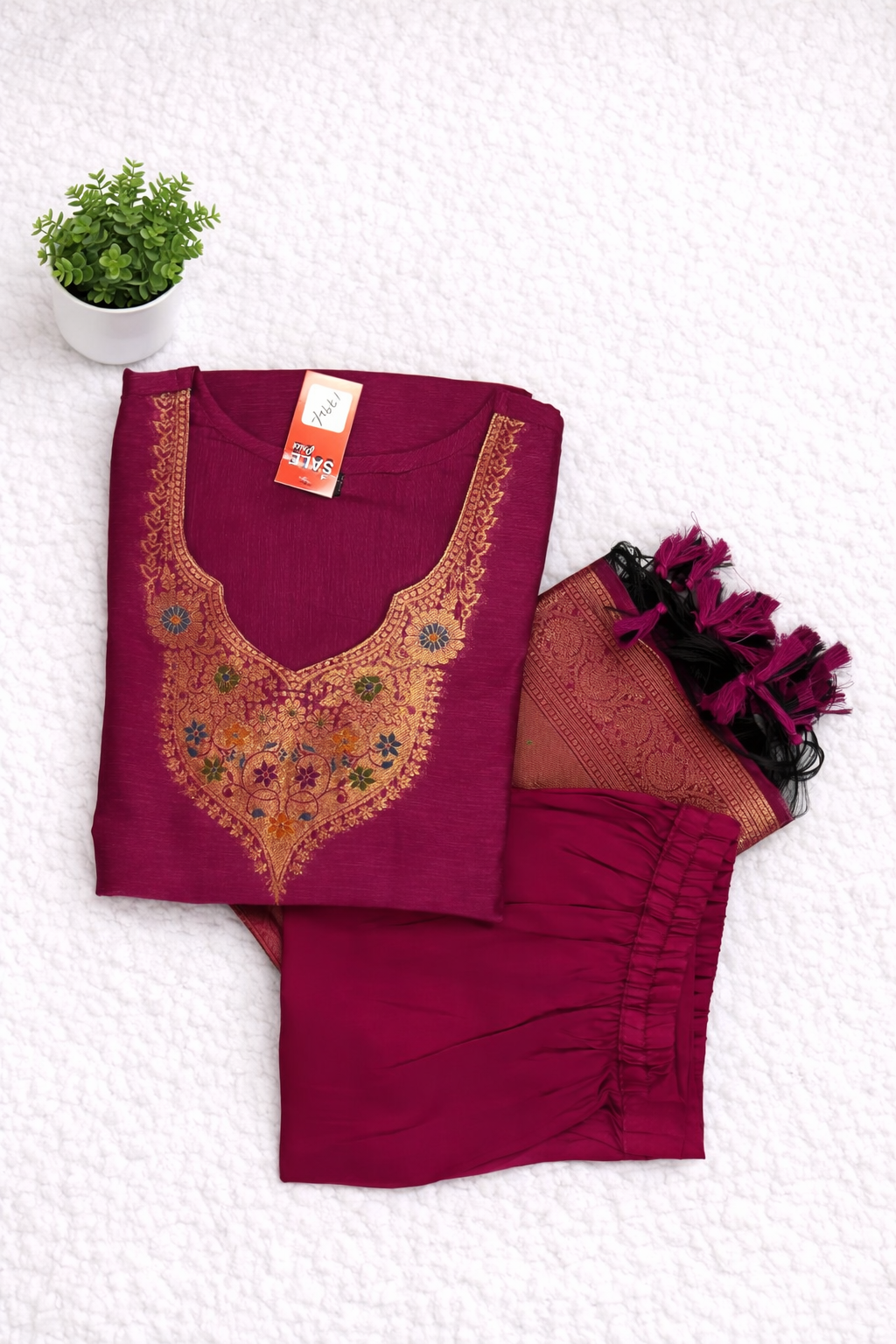  Purple banarasi Modal silk 3 pc salwar - suit