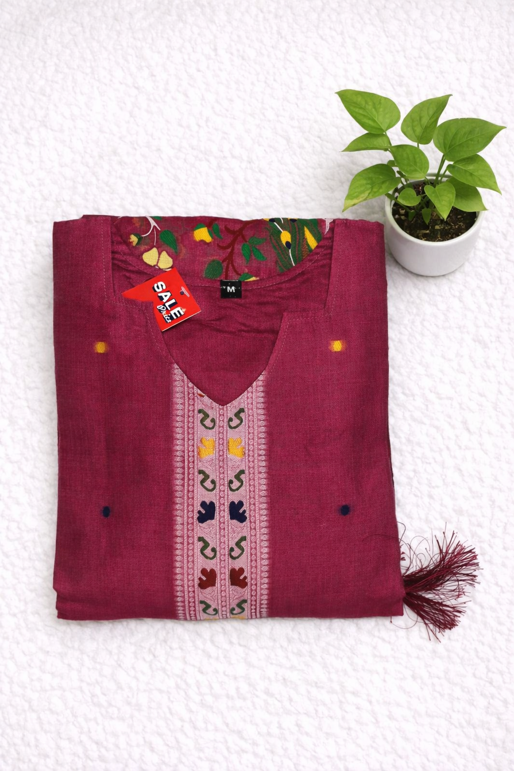 Peacock Print linen  Kurti Set 