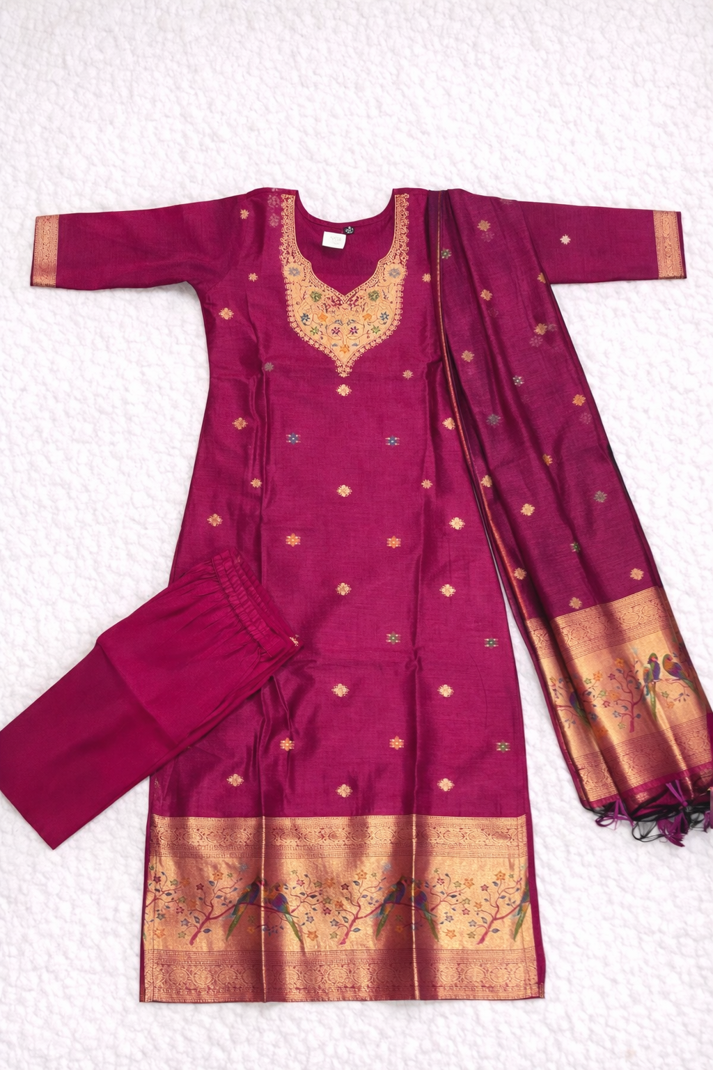  Purple banarasi Modal silk 3 pc salwar - suit