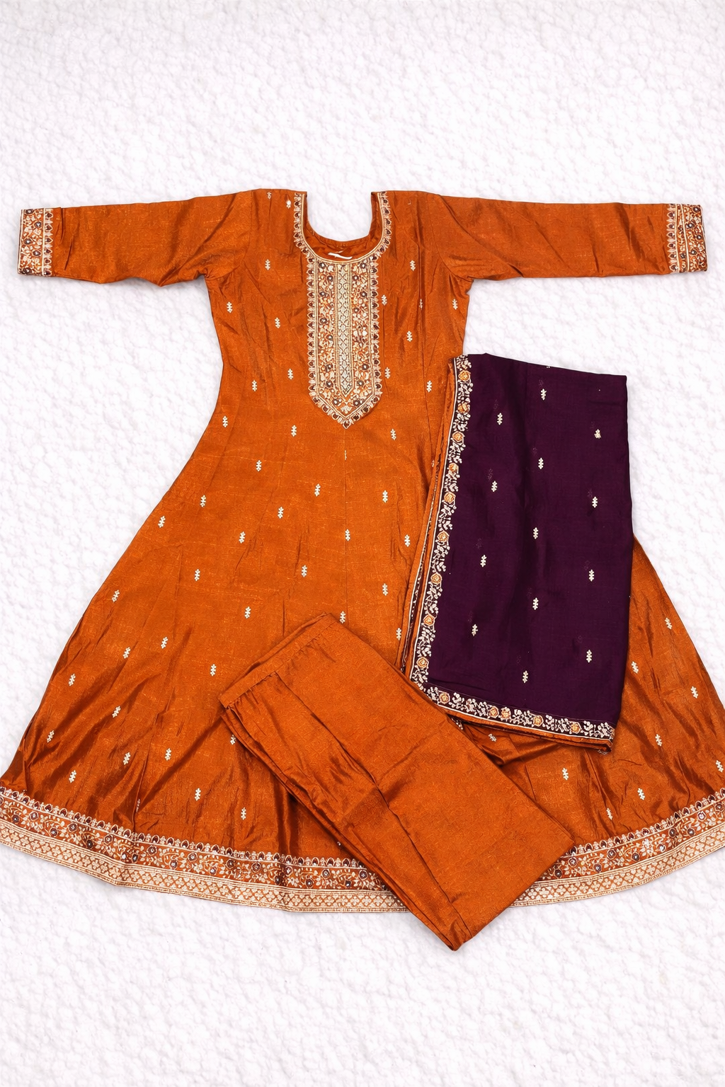 Embroidered Silk Blend Anarkali kurta Set