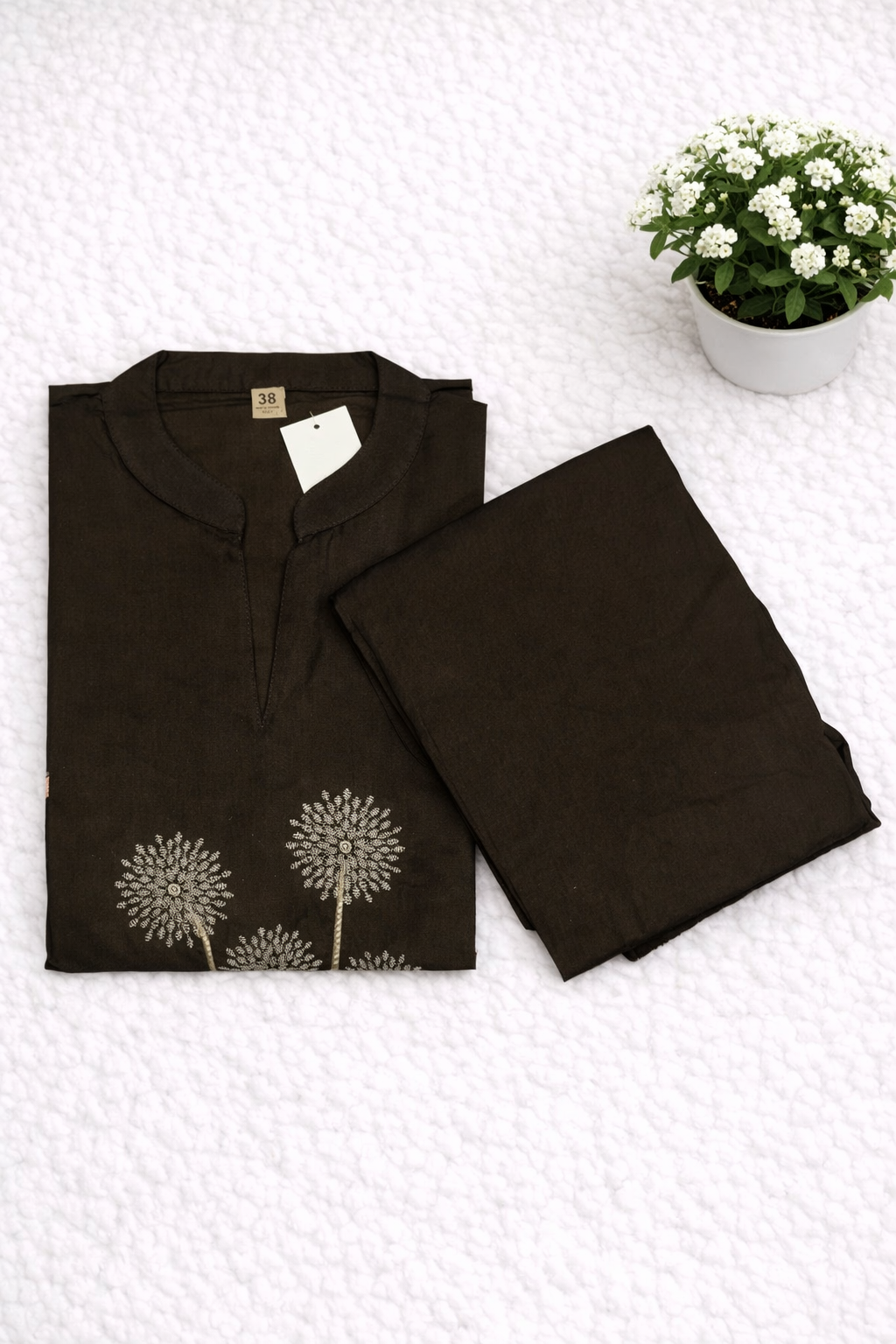 Brown Khadi Cotton Co-Ord Set