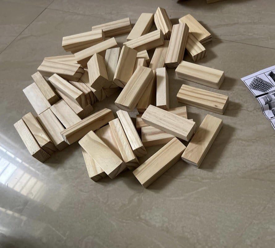 Wooden Building Blocks Premium Classic 39 Pcs Wooden Stacking Tower Game – Tumbling Blocks, Balance Puzzle for Kids & Adults – Fun Indoor Family Game, Skill-Building Toy & Party Challenge