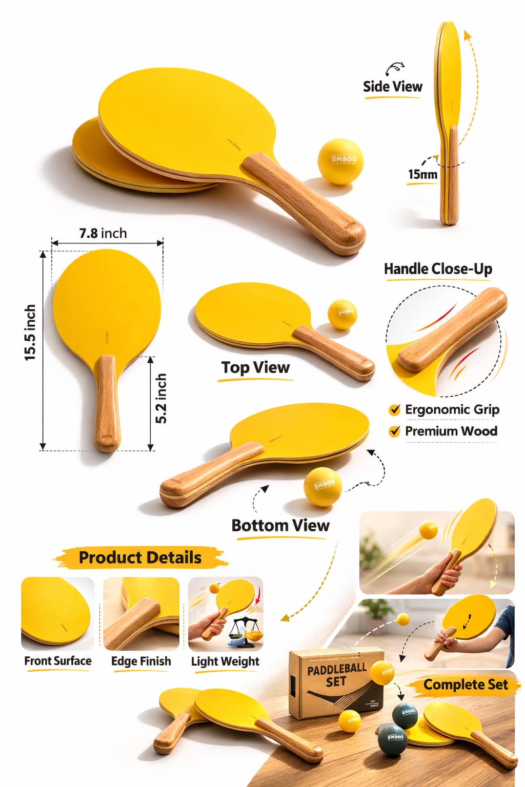 Badminton Rackets for Kids | Lightweight Wooden Paddle Racquet Playset for Beach & Lawn, Family Game Set | Large Head, Durable, Ergonomic Handle, Premium 2026 Edition Quality