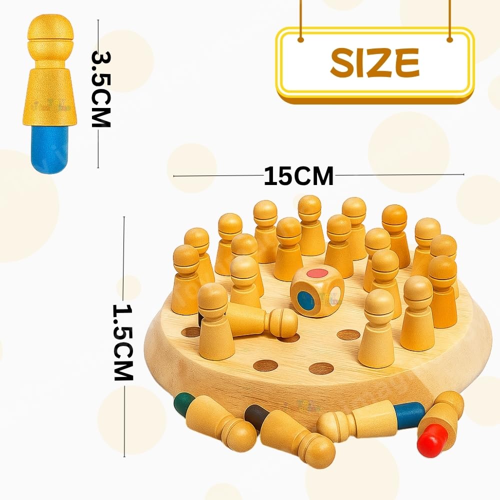 Toy Imagine Wooden Color Memory Chess Game for Kids Age 3+ | Wooden Memory Match Stick Chess Board Game | Brain Puzzle Toy for Boys, Girls & Adults | Montessori Learning & Family Game